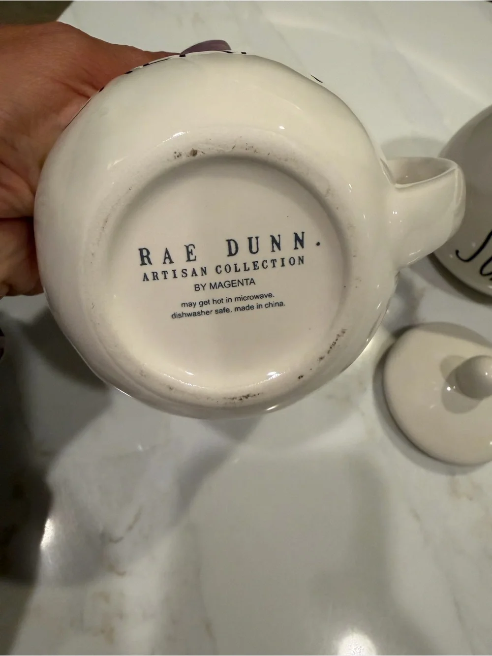 Rae Dunn by Magenta Cream and Sugar Ceramic Set in Cream